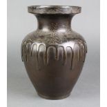 A 19th Century Japanese bronze vase 10"h, hole to base