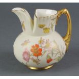 A Royal Worcester blush porcelain jug with floral decoration 1438 4"