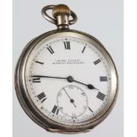 A silver key wind hunter pocket watch with seconds at 6 o'clock, a mechanical ditto The hunter watch