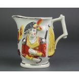 An early 19th Century Staffordshire polychrome commemorative jug decorated with portraits in