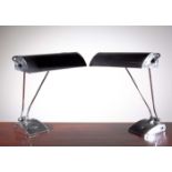 A PAIR OF METAL ADJUSTABLE DESK LAMPS, i