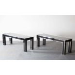 A PAIR OF RECTANGULAR LOW TABLES, 1970s,