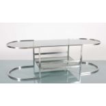 A CHROME TWO TIER COFFEE TABLE, c.1970,