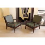 A PAIR OF 1960s DANISH EASY CHAIRS, with