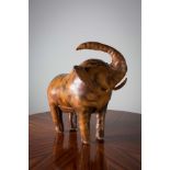 A RARE LEATHER ELEPHANT FOOTSTOOL, by Di