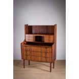 A ROSEWOOD UPRIGHT BUREAU, DANISH, 1960s