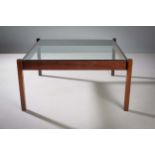 A ROSEWOOD SQUARE LOW TABLE, ITALIAN, 19