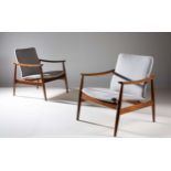 A RARE PAIR OF TEAK 'MODEL 138' LOUNGE C