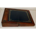 Victorian Mahogany writing slope with brass decoration, inkwells, good condition