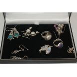 Selection of silver including 6 pairs of earrings and 2 Rings
