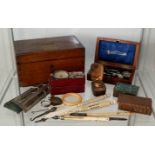 Good selection of various items including Victorian church donation box, travel inkwell
