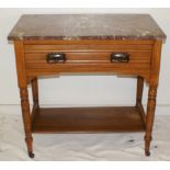 Victorian / Edwardian marble topped light wood wash stand