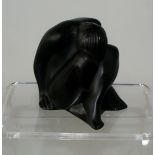 Art Deco Black Glass Lalique figure of a Naked lady, small repair