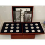 Mahogany Boxed set of 18 silver proof Royal air force coins