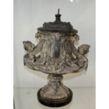 18th century French pewter lidded casket with slate base, 29cm tall, circa 1780