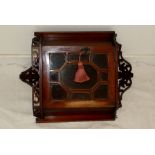 19th century inlaid Mahogany corner cabinet, 61cm tall