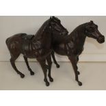 Pair of unusual horse figures made of leather