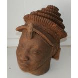 Finely carved African Terracotta Bust, 28cm tall