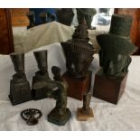 Collection of various Eastern metal busts etc..