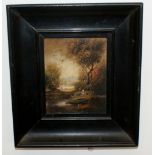 Small Victorian Oil on tin painting, signed Gilbert