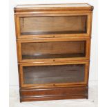 Original 3 Tier Globe Wernicke light oak bookcase