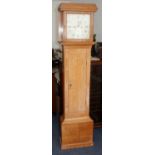 Early 19th century Light oak 8 Day Grandfather clock with hand painted dial