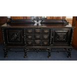 Large 19th century South American carved Oak sideboard