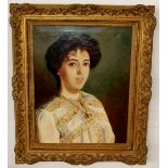 Framed Impressive oil on canvas Portrait of young woman, signed and dated A.E.White 1903, 51 x 40.