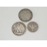 Selection of silver coins including USA