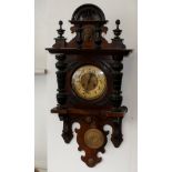 Carved Victorian German wall clock