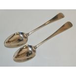 2 Georgian silver large Desert spoons, Edinburgh P.Cunningham & son circa 1805 and London 1814 by