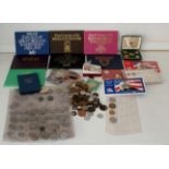 Large collection of various coins including proof sets and world coins incl silver