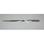 Modern Sterling silver paper knife with twisted stem decoration, hallmarked London 2000, 22.5cm Long