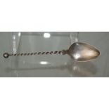 17th century style Norwegian silver spoon with twisted stem handle, marked MH 830