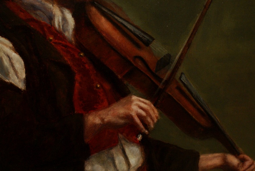 Impressive Italian 19th century Oil on canvas of young Boy playing the Violin, signed on Reverse - Image 5 of 10