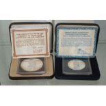 2 cased silver proof coins with box covers