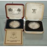 2 Leather cased sterling silver proof coins