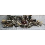 Large collection of various silver plated items and pewter including cased