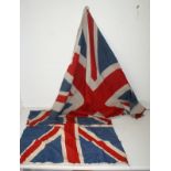 2 Antique united Kingdom Flags 84 x 64cm and 114 X 82cm