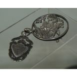 Sterling silver watch fob and pierced silver 1887 crown