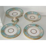 19th century Hand painted china, 5 plates and 2 stands / comports