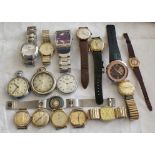 Selection of pocket watches and wrist watches, various names and makes