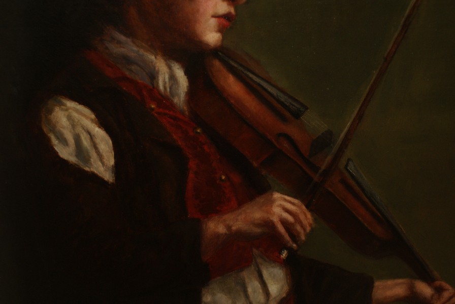 Impressive Italian 19th century Oil on canvas of young Boy playing the Violin, signed on Reverse - Image 6 of 10