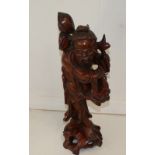 19th century Well carved Chinese Hardwood figure, 37cm tall