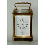 19th century Brass carriage clock, with alarm and striking on the hour