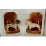 Pair of Antique cold painted Scotty Dog Bookend figures on marbled bases