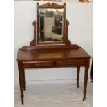 Edwardian Period Mahogany 2 drawer dressing table with original mirror