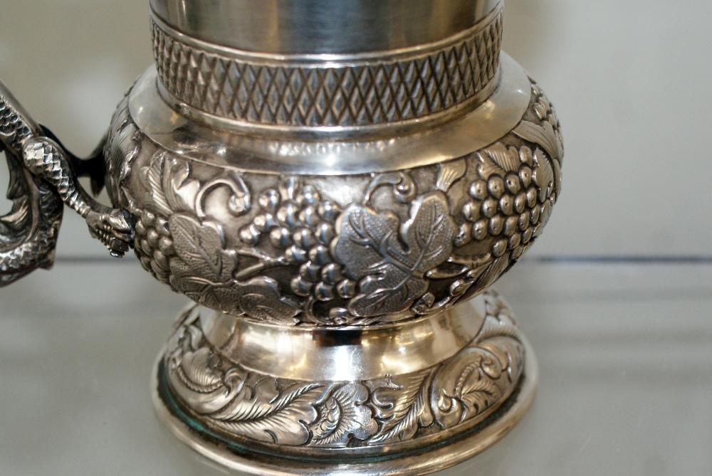 19th century Chinese Silver dragon handled tankard, Very well decorated with good quality carved - Image 13 of 14