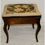 Edwardian Period Piano stool with tapestry seat
