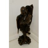 Stunning carved 19th century Chinese wooden man figure with Ivory eyes